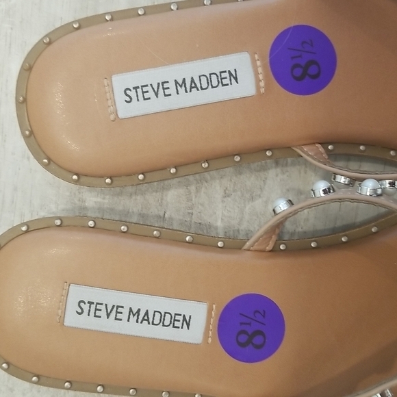 💕STEVE MADDEN💕 Zildam Embellished Sandals ~ Brown/Tan 8.5 NWT - Picture 4 of 7